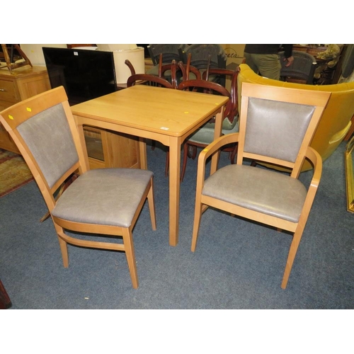 798 - A MODERN SMALL KITCHEN TABLE & TWO CHAIRS