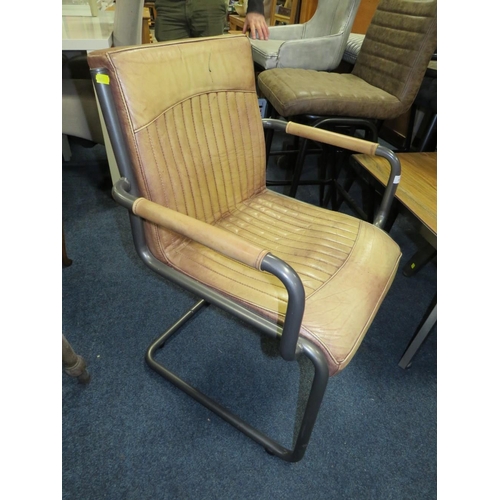 807 - A MODERN TAN LEATHER ARMCHAIR & LOW TABLE (2)