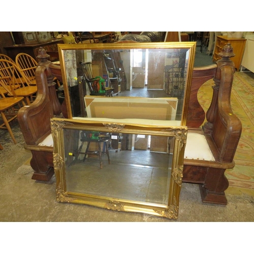 818 - TWO MODERN GILT FRAMED RECTANGULAR MIRRORS