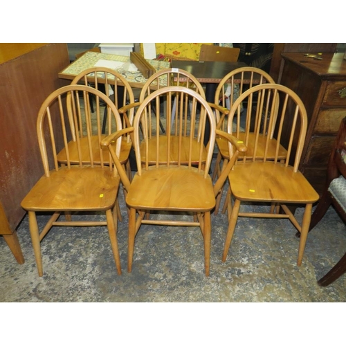 825 - A SET OF SIX ERCOL 'BLONDE' HOOPBACK CHAIRS