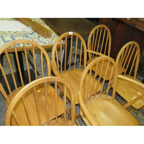 825 - A SET OF SIX ERCOL 'BLONDE' HOOPBACK CHAIRS