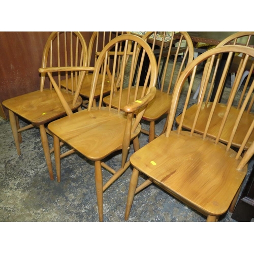 825 - A SET OF SIX ERCOL 'BLONDE' HOOPBACK CHAIRS