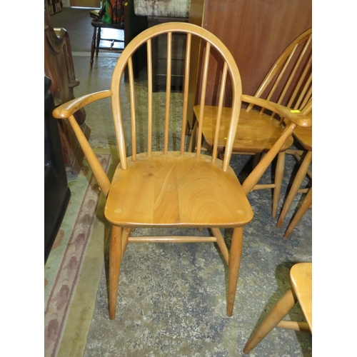 825 - A SET OF SIX ERCOL 'BLONDE' HOOPBACK CHAIRS