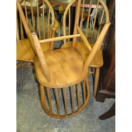 825 - A SET OF SIX ERCOL 'BLONDE' HOOPBACK CHAIRS