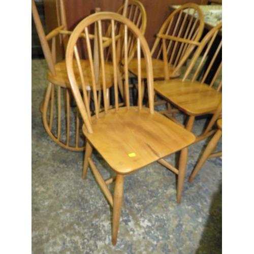 825 - A SET OF SIX ERCOL 'BLONDE' HOOPBACK CHAIRS