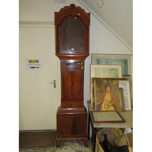 830 - AN ANTIQUE MAHOGANY CASED LONGCASE CLOCK CASE (FOYER)