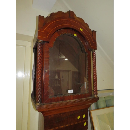 830 - AN ANTIQUE MAHOGANY CASED LONGCASE CLOCK CASE (FOYER)