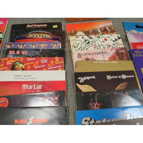 98 - A COLLECTION OF 50+ LP RECORDS TO INCLUDE DEEP PURPLE, RAINBOW, LED ZEPPELIN, RUSH, OZZY OSBOURNE, B... 