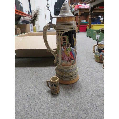 182 - A LARGE TRAY OF COLLECTABLE BEER STEINS