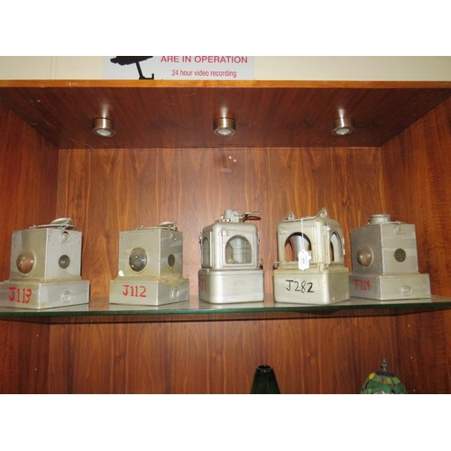 256 - A COLLECTION OF FIVE VINTAGE RAILWAY LANTERN'S