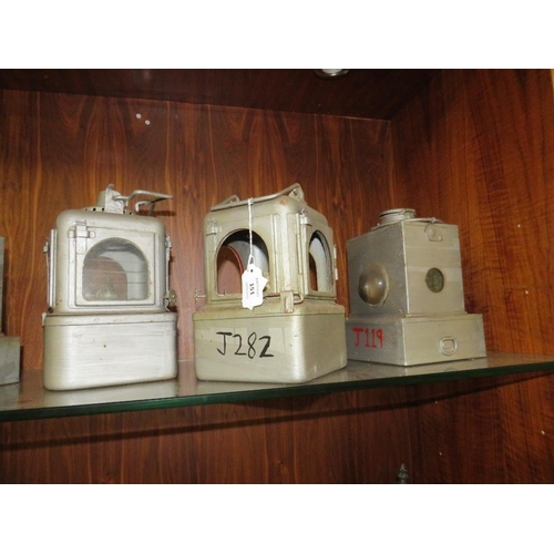 256 - A COLLECTION OF FIVE VINTAGE RAILWAY LANTERN'S