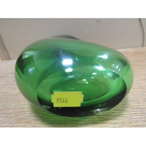 259 - FULVIO BIANCONI MURANO ART GLASS FORATO GREEN VASE, CIRCA 1952