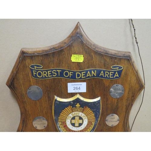 264 - A VINTAGE SHIELD FOR THE FOREST OF DEAN AREA FOR PIT PROFICIENCY AWARDS