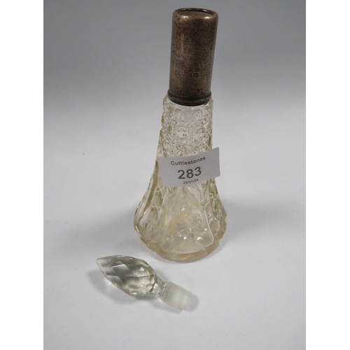 283 - A HALLMARKED SILVER COLLARED SCENT BOTTLE