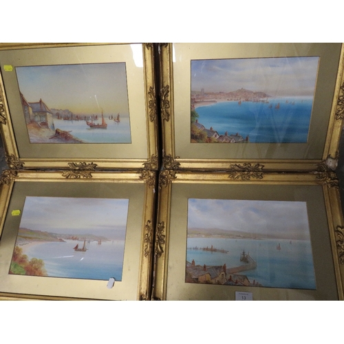 13 - G.M. ARONDALE (act. 1900-1930). Four St Ives Scenes, signed and tilted, watercolour, gilt framed and... 