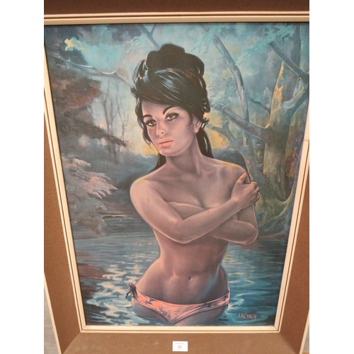 26 - A MID CENTURY PRINT OF A BATHING NUDE BY J. H. LYNCH