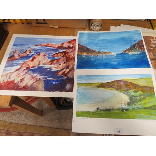 44 - ALAN SMEDLEY - THREE ORIGINAL UNFRAMED PAINTINGS DEPICTING COASTAL SCENES