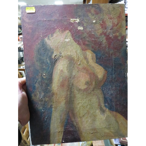 5 - AN EARLY 20TH CENTURY OIL ON CANVAS PORTRAIT OF A FEMALE NUDE