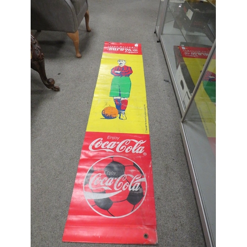 475 - A VINTAGE PLASTIC COCA COLA SPONSORED ADVERTISING PENNANT FOR EURO 1996 FOOTBALL