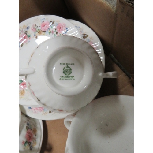 183 - A MINTON 'ROSE GARLAND' TEASET (APPROX 45 PCS)