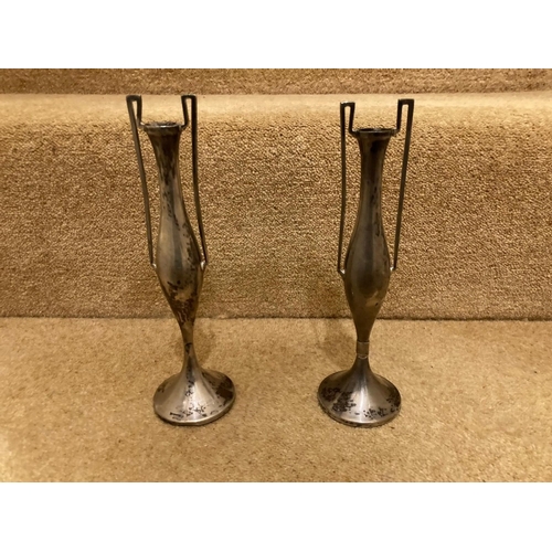 300 - A PAIR OF HALLMARKED SILVER BUD VASES, APPROX H 20 CM