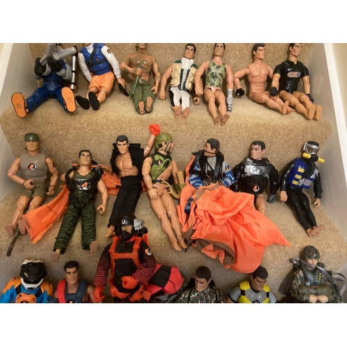 70 - A COLLECTION OF 23 ACTION MEN TOGETHER WITH A JEEP, DINGY, RIFLES, BOOTS, CLOTHES ETC