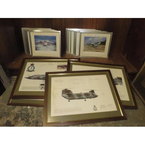 10 - A COLLECTION OF TWELVE SIGNED AVIATION FRAMED PRINTS BY JON WESTWOOD TO INCLUDE FOUR LARGER AVIATION... 