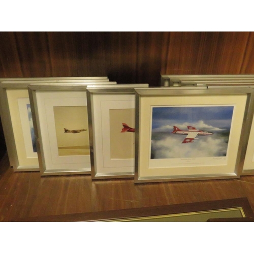 10 - A COLLECTION OF TWELVE SIGNED AVIATION FRAMED PRINTS BY JON WESTWOOD TO INCLUDE FOUR LARGER AVIATION... 