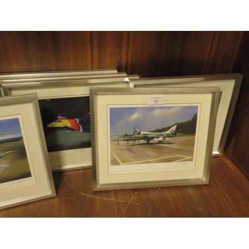 10 - A COLLECTION OF TWELVE SIGNED AVIATION FRAMED PRINTS BY JON WESTWOOD TO INCLUDE FOUR LARGER AVIATION... 