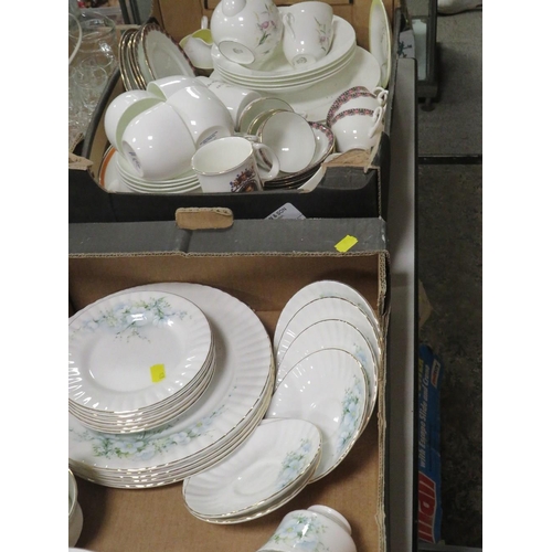 111 - TWO TRAY OF CHINA TO INCLUDE  ROYAL STAFFORD TEA/DINNER WARE