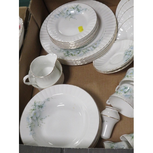 111 - TWO TRAY OF CHINA TO INCLUDE  ROYAL STAFFORD TEA/DINNER WARE