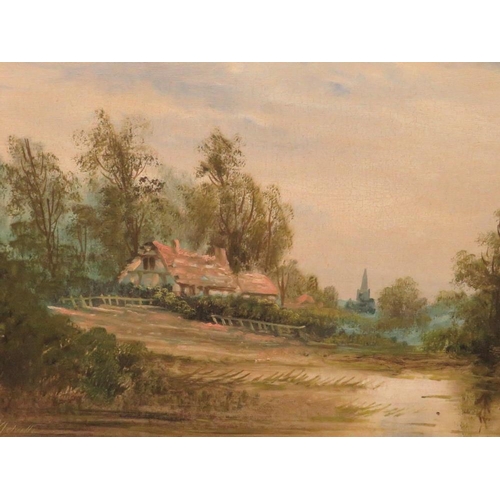 19 - AN ENGLISH COUNTRY LANDSCAPE OIL ON CANVAS - 37 x 49.5 cm