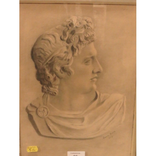 26 - A CLASSICAL SKETCH OF A ROMAN EMPEROR SIGNED LAURA A. BOOTH 1904