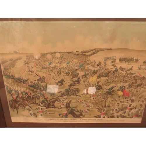 32 - FOUR LARGE MILITARY COLOURED PRINTS TO INC BIRDS EYE VIEW OF THE BATTLE OF TEL EL KEBIR (4)