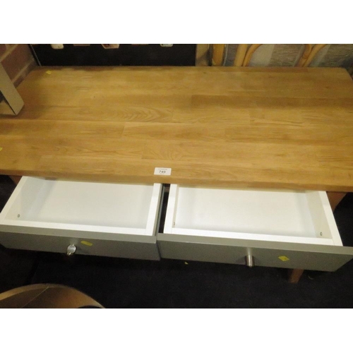 749 - A MODERN TWO DRAWER CONSOLE TABLE WITH CHAIR W-126 CM