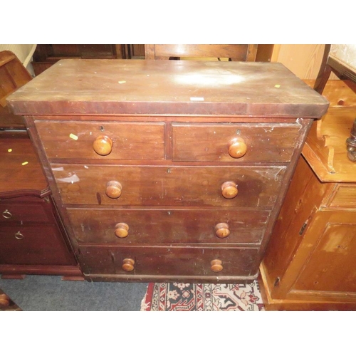 780 - A VICTORIAN PINE FIVE DRAWER CHEST W-96 CM A/F