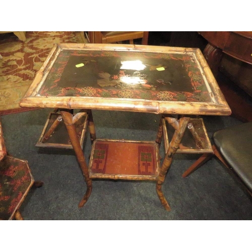 787 - TWO ANTIQUE BAMBOO AND LACQUERED OCCASIONAL TABLES A/F (2)