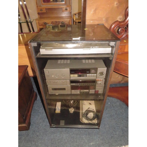 789 - A RETRO AKAI STACKING STEREO SYSTEM IN CABINET - HOUSE CLEARANCE