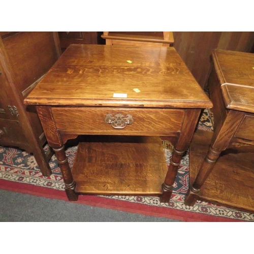 794 - A PAIR OF OAK LAMP TABLES WITH A SINGLE DRAWER (2)