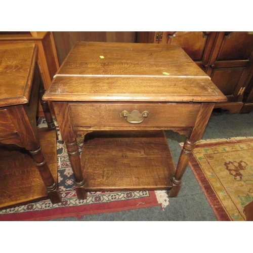 794 - A PAIR OF OAK LAMP TABLES WITH A SINGLE DRAWER (2)