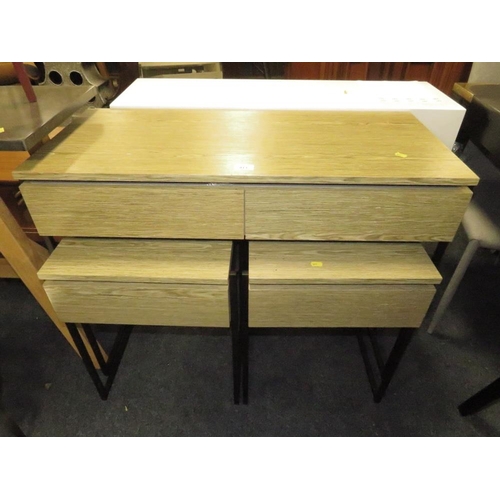 813 - A MODERN TWO DRAWER CONSOLE TABLE WITH BEDSIDE CABINETS (3)