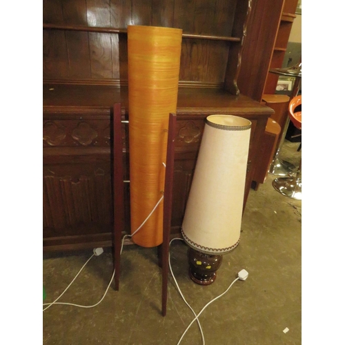 815 - A MID CENTURY TEAK ROCKET LAMP WITH ANOTHER LAMP (2)