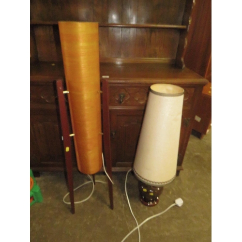 815 - A MID CENTURY TEAK ROCKET LAMP WITH ANOTHER LAMP (2)