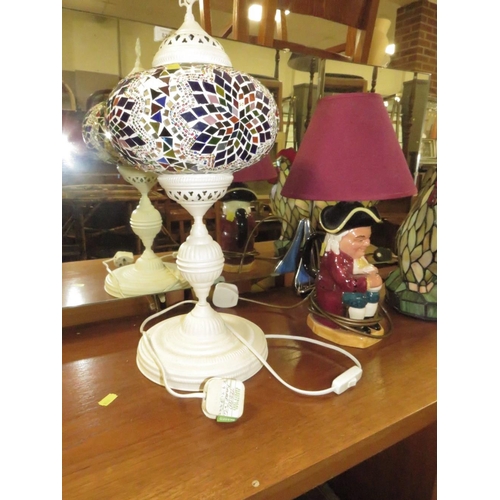 822 - THEE ASSORTED LAMPS INCLUDING A MODERN COCKEREL EXAMPLE