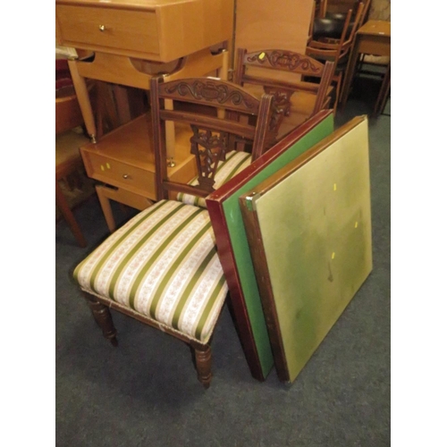 825 - A PAIR OF EDWARDIAN MAHOGANY CHAIRS AND PAIR CARD TABLES (4)