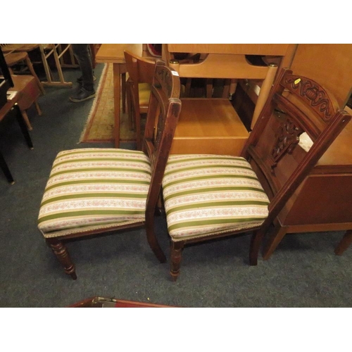 825 - A PAIR OF EDWARDIAN MAHOGANY CHAIRS AND PAIR CARD TABLES (4)