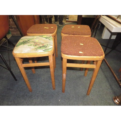 833 - A SET OF FOUR MID CENTURY STOOLS