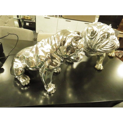 837 - A LARGE METAL BULLDOG FIGURE AND A PIT BULL MODEL (2)