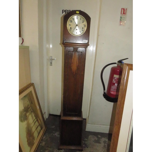 841 - AN OAK GRANDMOTHER CLOCK