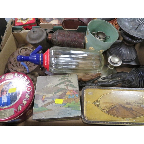 85 - TWO BOXES OF VINTAGE COLLECTABLES - SODA SYPHONS ETC